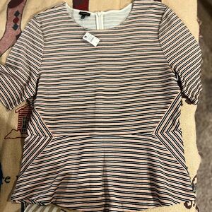 Talbots Black and Cream Striped Blouse